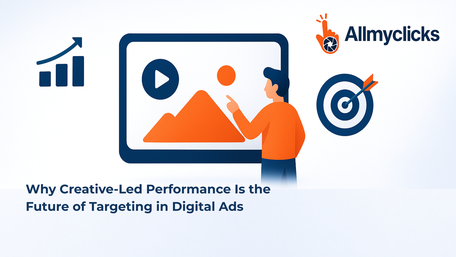Creative-led performance marketing concept with digital ads, visuals, and targeting icons